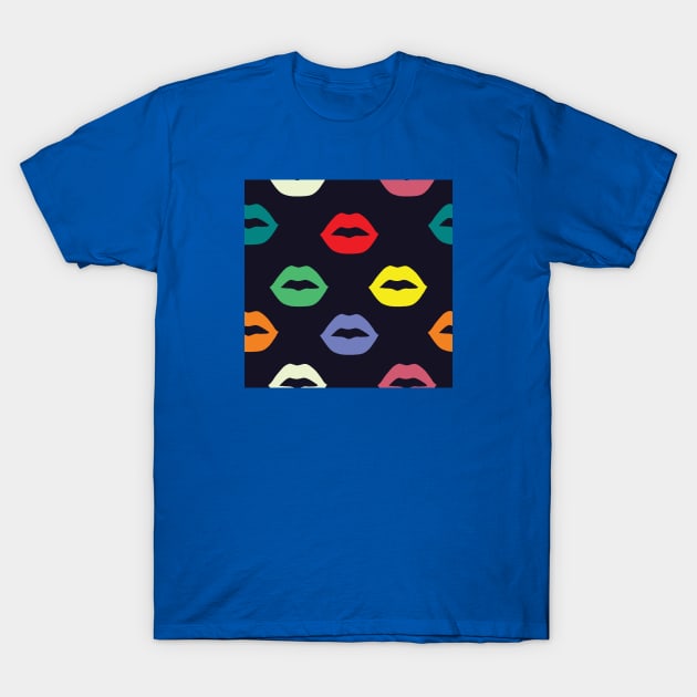 Colorful Kiss Lips Pattern T-Shirt by FromTheAshes